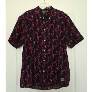 WESC Flamingo Print Button Down Short Sleeve Shirt Mens XL/‎ Womens XXL Beach